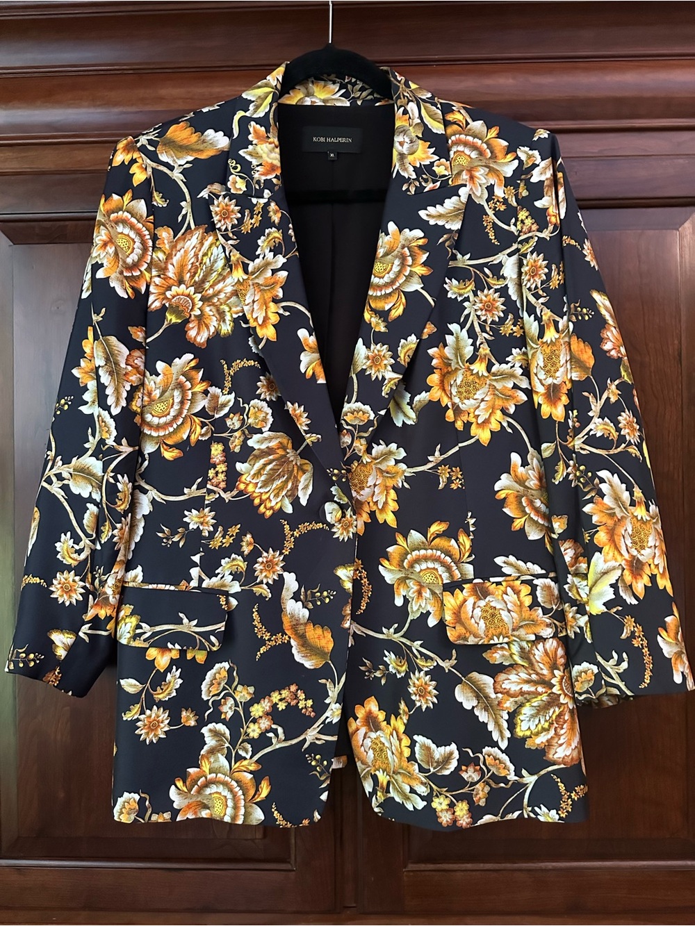 Kobi Halperin Black & Gold Floral Blazer